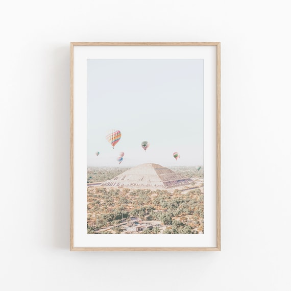 Mexico Hot Air Balloon Minimalist Travel Poster