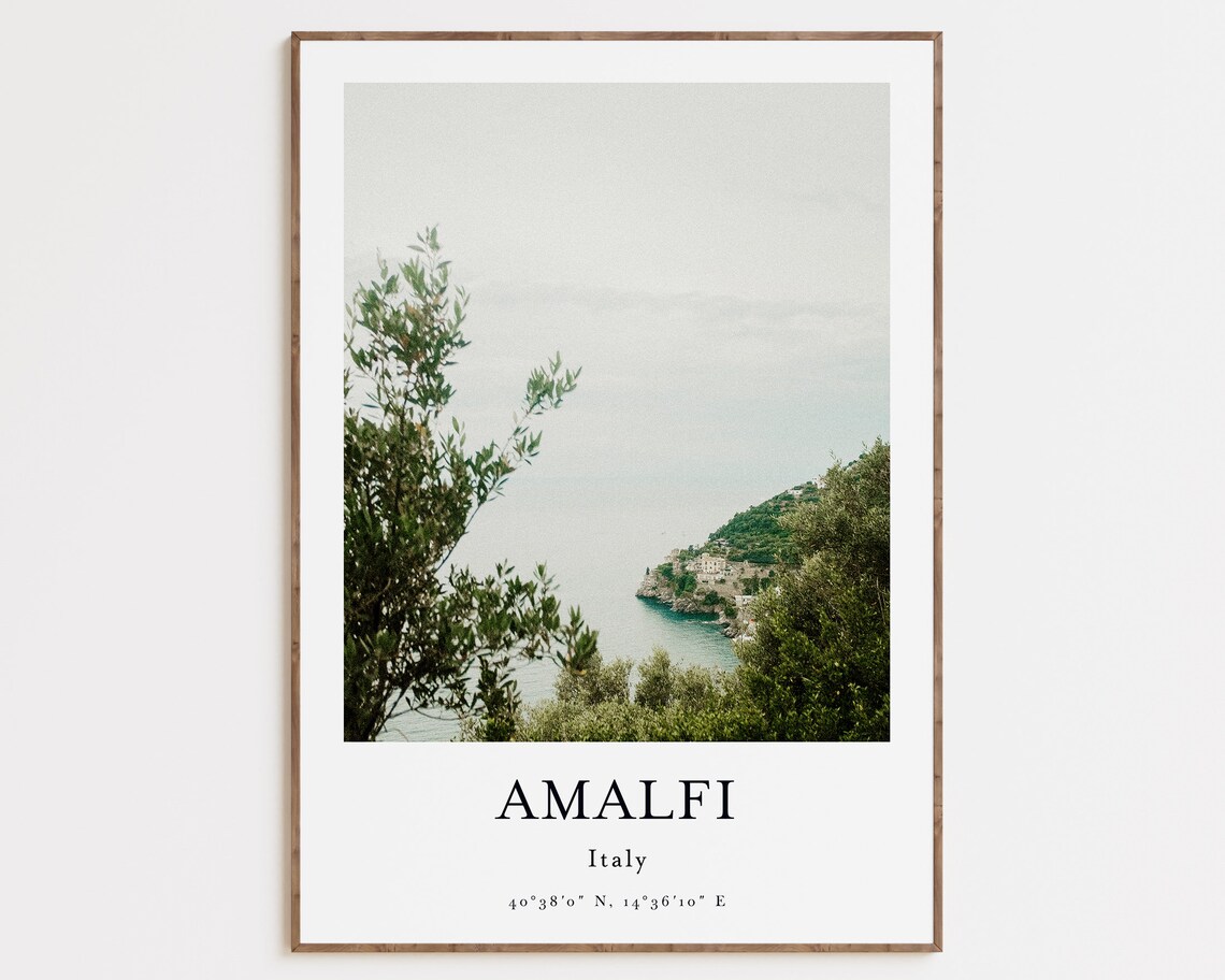 Amalfi Italy Cityscape Travel Poster, Positano Coast