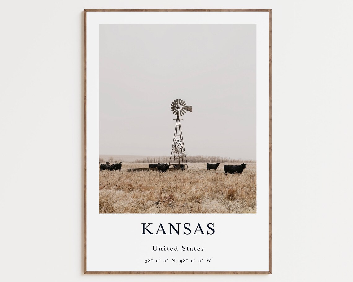 Kansas Wild Mill Landscape Travel Poster