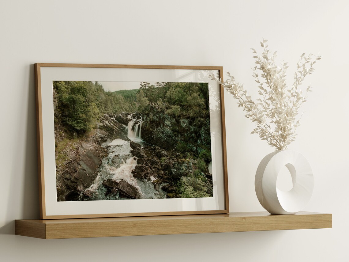 Waterfall Art Print, Modern Minimalist Travel Poster - Image 2