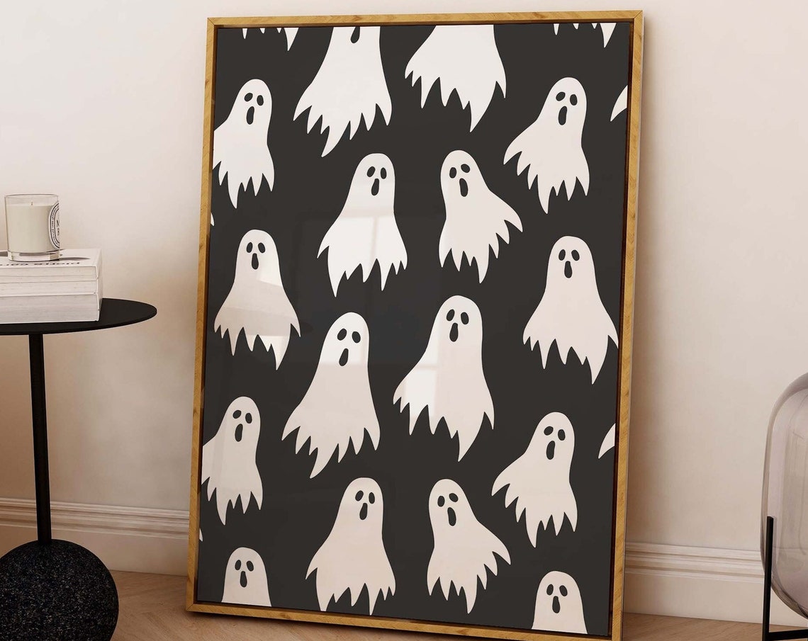 Ghosts Print Art Cute Halloween Wall Decor Trendy Halloween Wall Art Spooky Season Poster - Image 4
