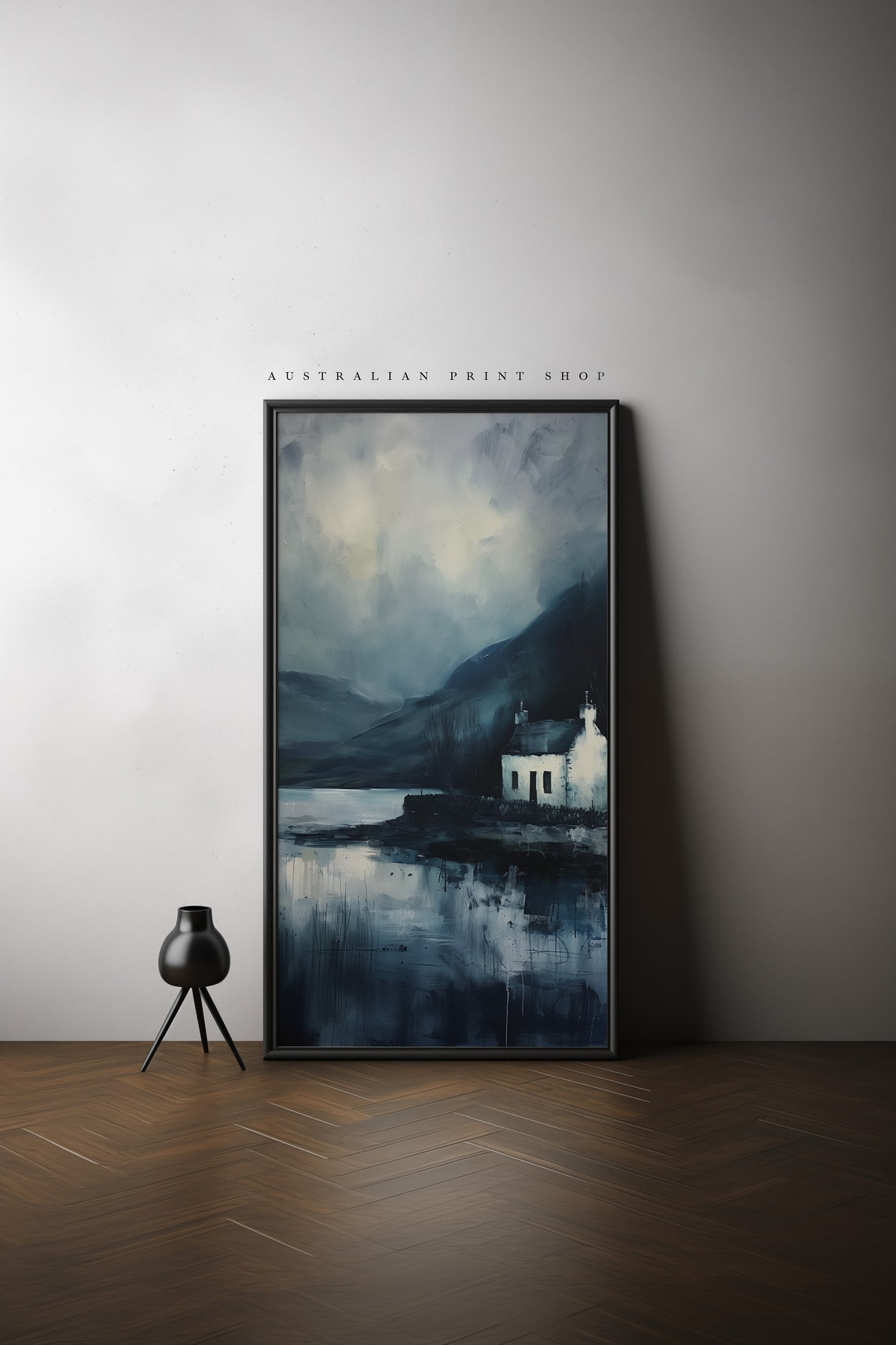 Dark Cottage Art Moody Rustic Print Vintage Oil Painting Perfect For Modern Farmhouse Dcor - Image 4