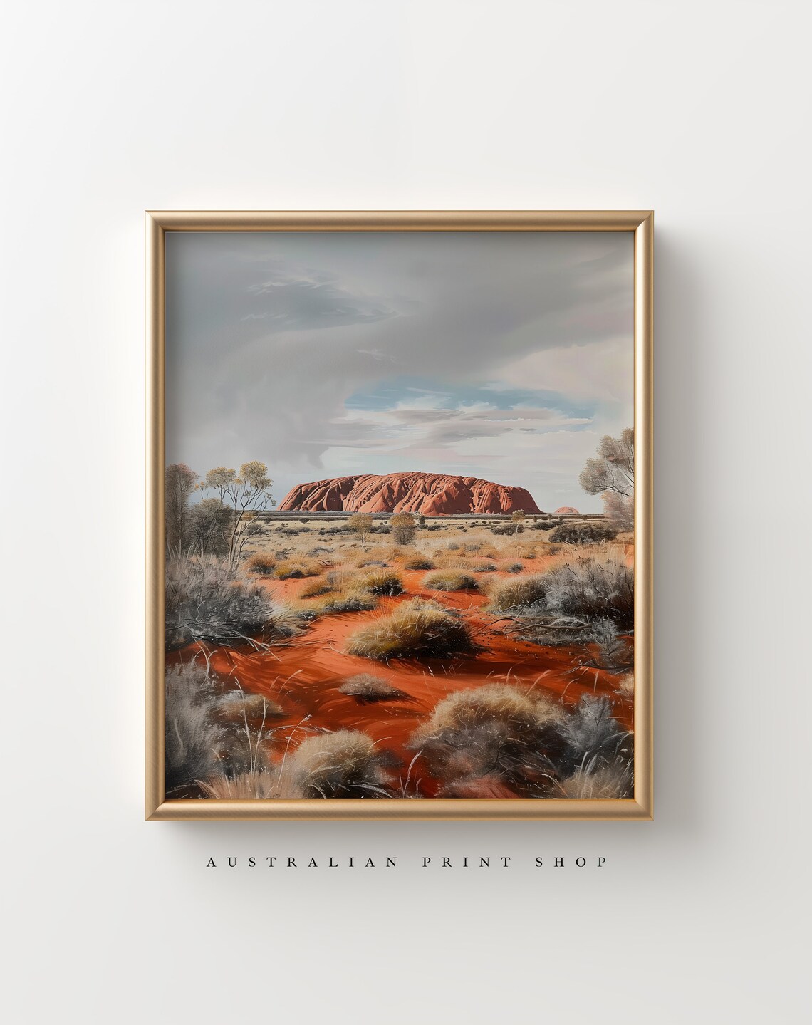 Vintage Uluru Painting, Rustic Aussie Travel Poster - Image 4
