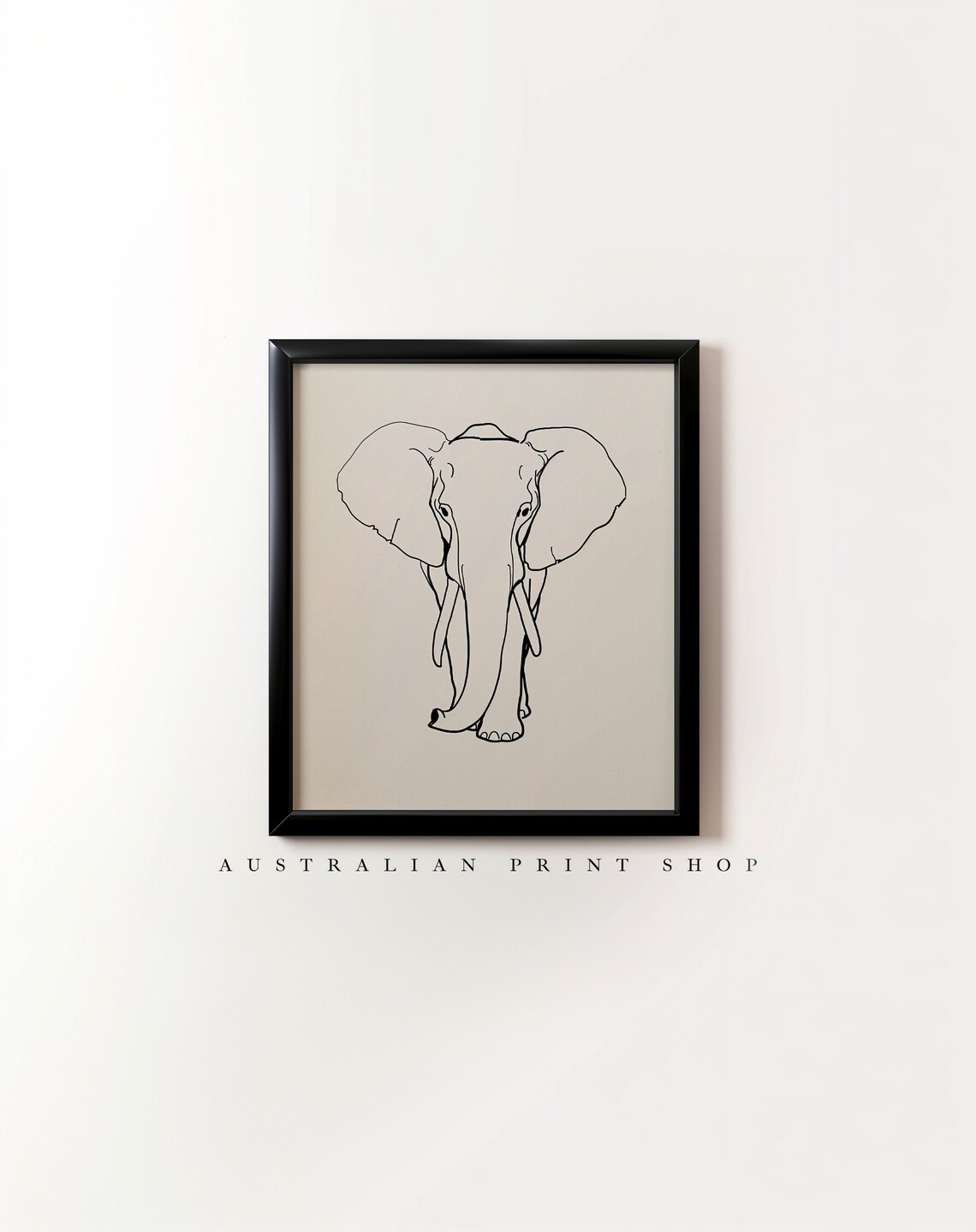 Minimalist Elephant Line Drawing Safari Animal Nursery Wall Art