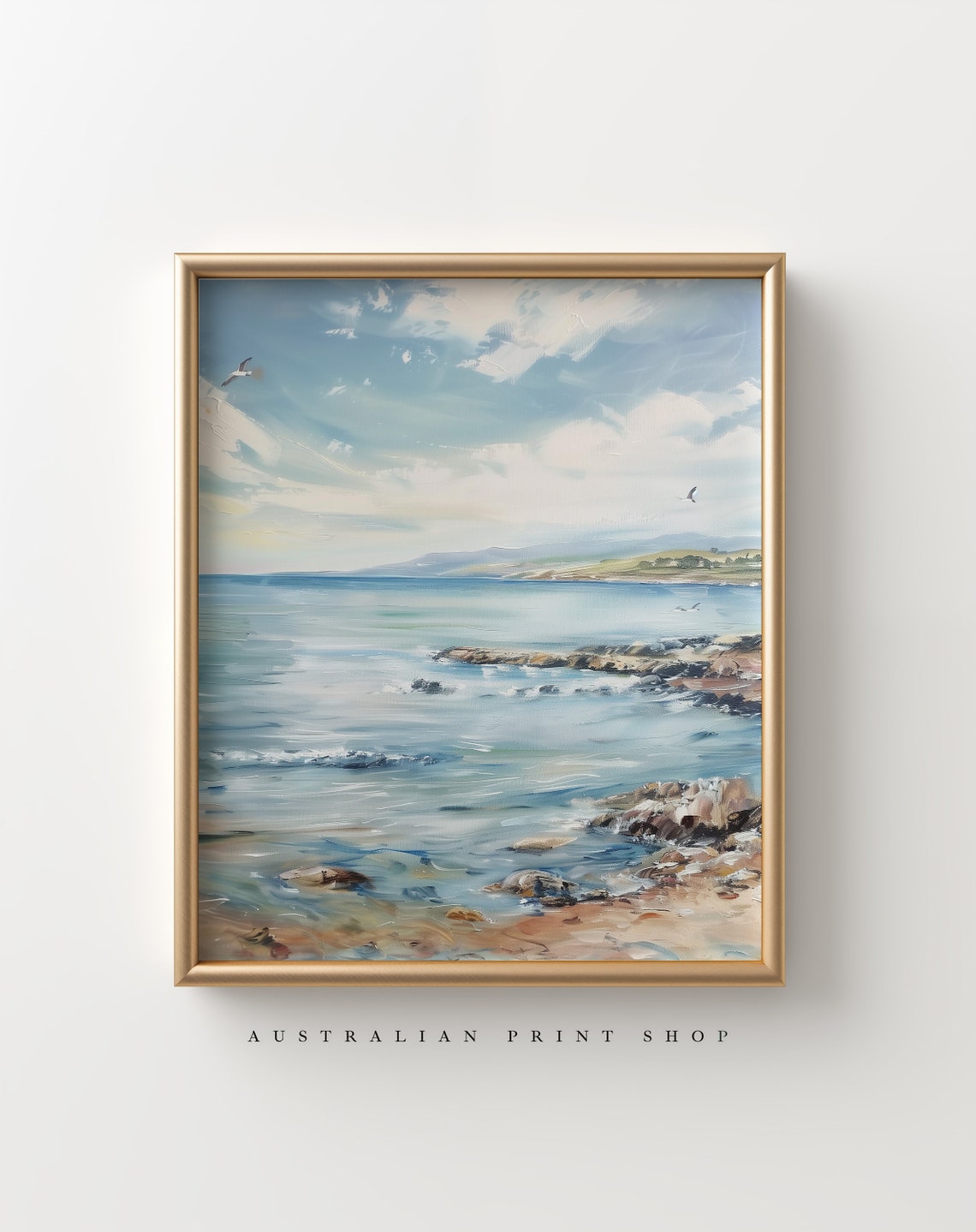 Vintage Seascape Painting Nautical Wall Print Coastal Ocean Decor Beach Print Bathroom Art - Image 4