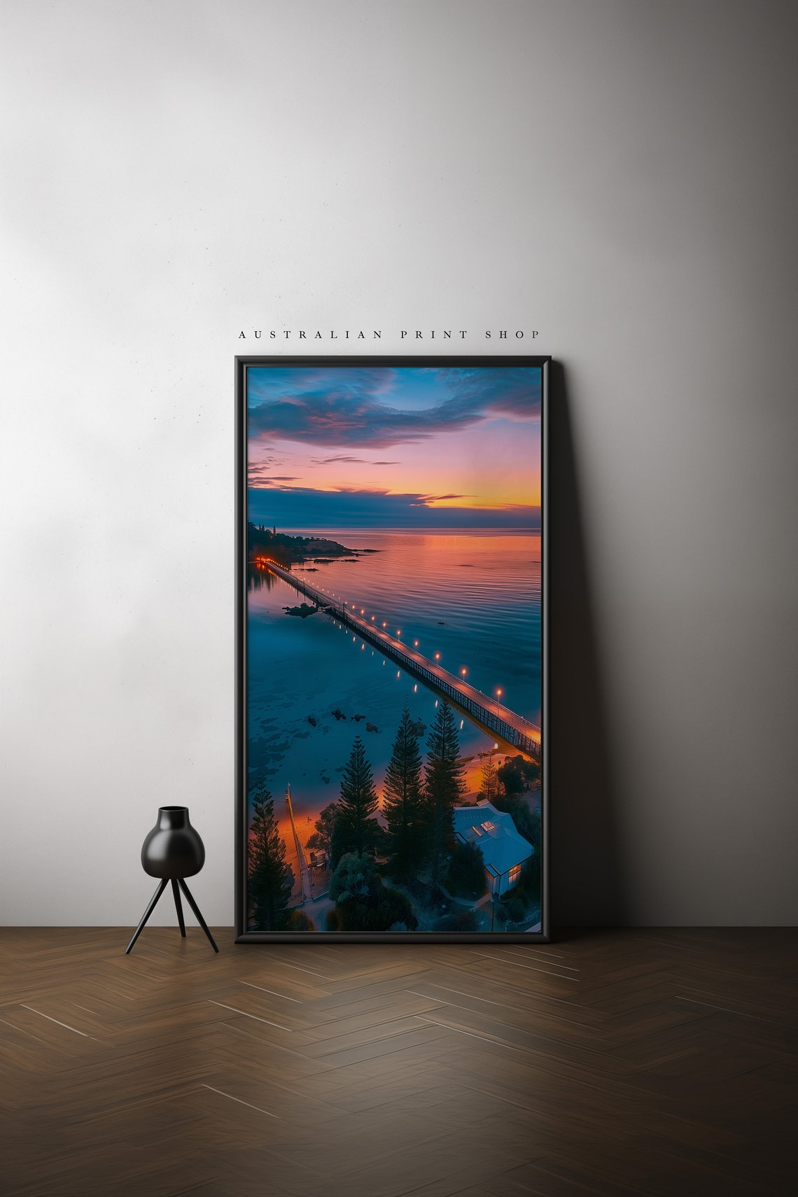 Coastal Bridge Painting Beach Print Turquoise Ocean Coastal Reef Art Summer Sunset Art - Image 4