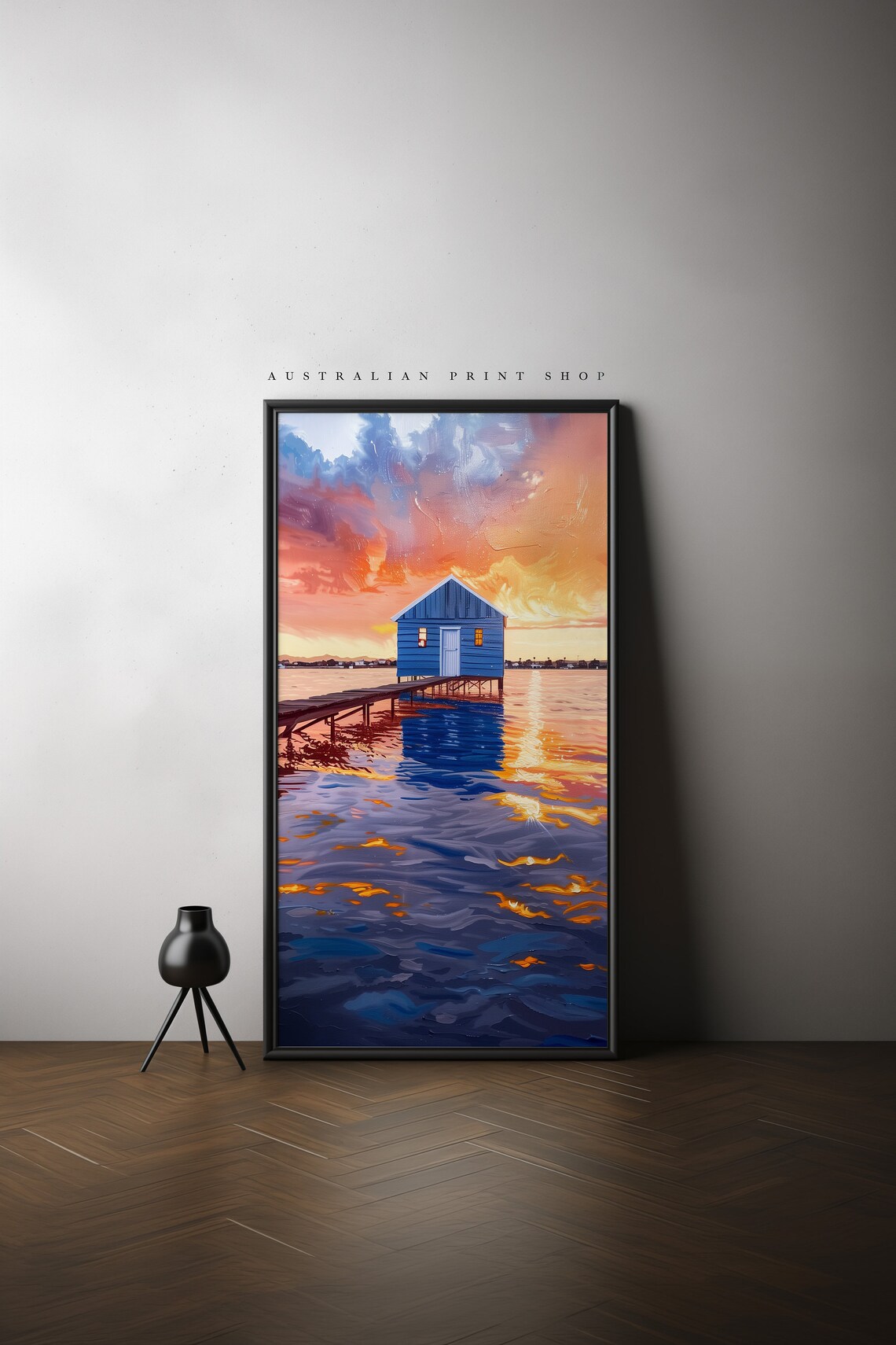 Perth Blue Boatshed, Swan River Sunset Art Print - Image 4