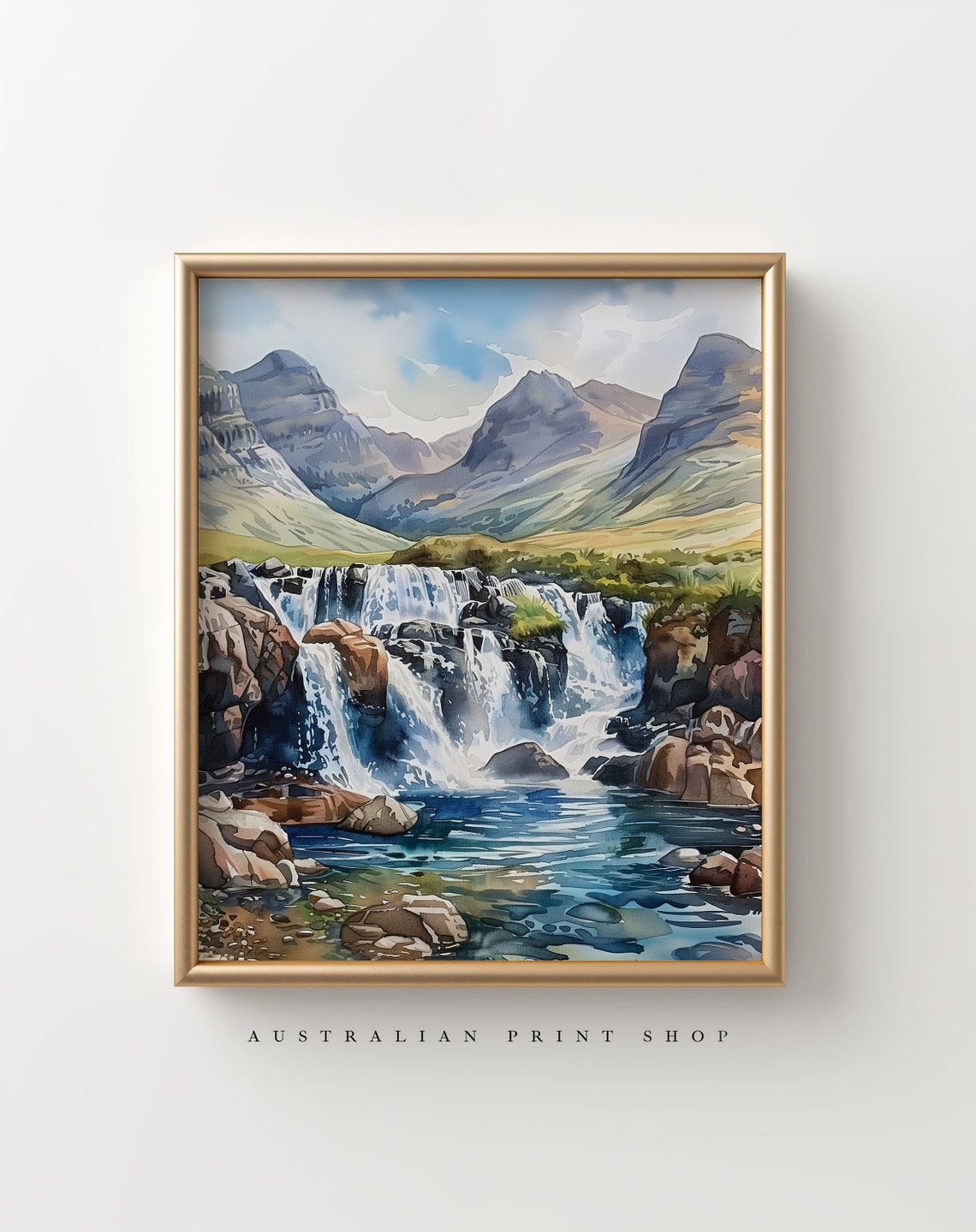 Fairy Pools Watercolor Art Highlands Art Print Mountain Landscape Print Waterfall Painting - Image 4