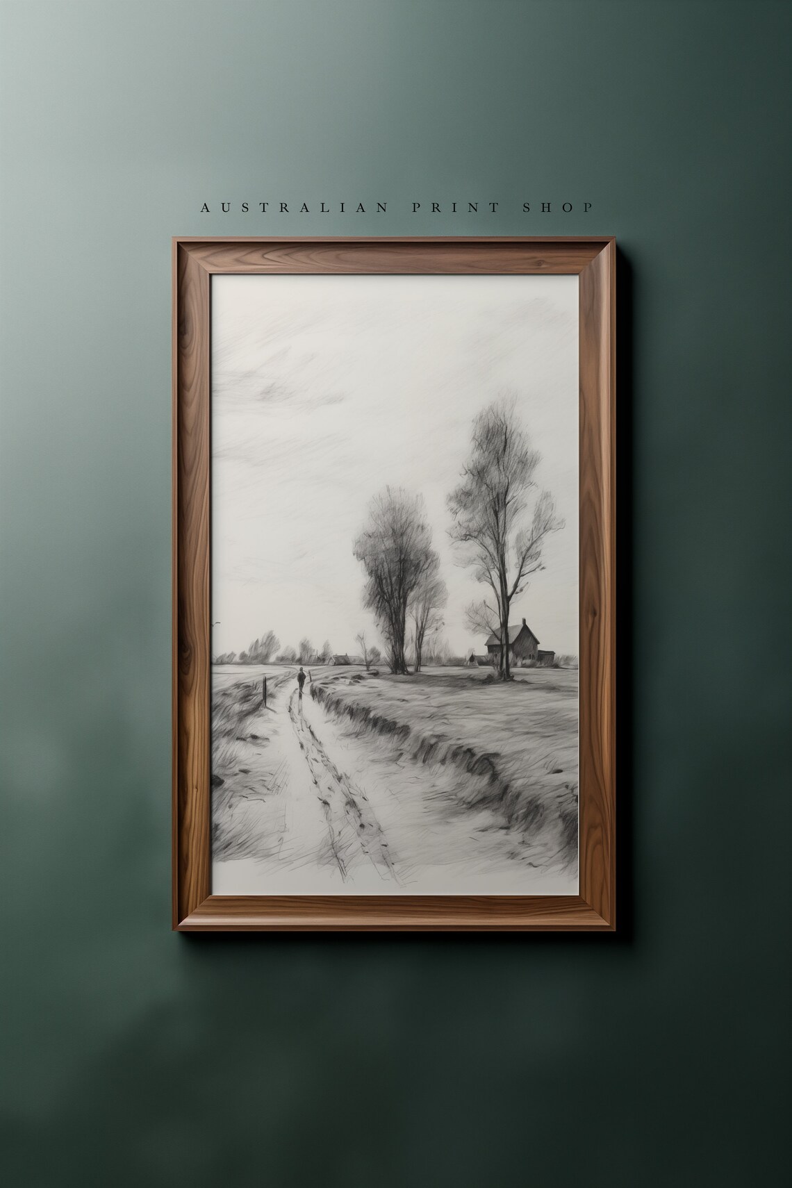 Vintage Neutral Farmhouse Sketch, Outback Australia - Image 3