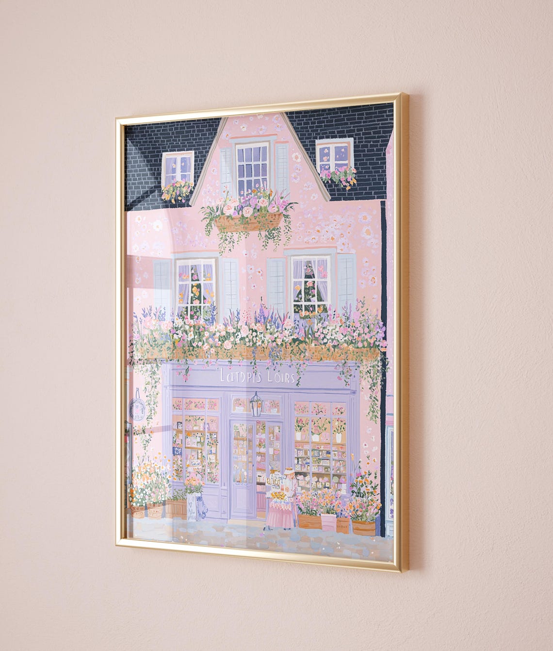 Parisian Flower Shop Pink Facade Blooming Cafe French Spring Poster - Image 2