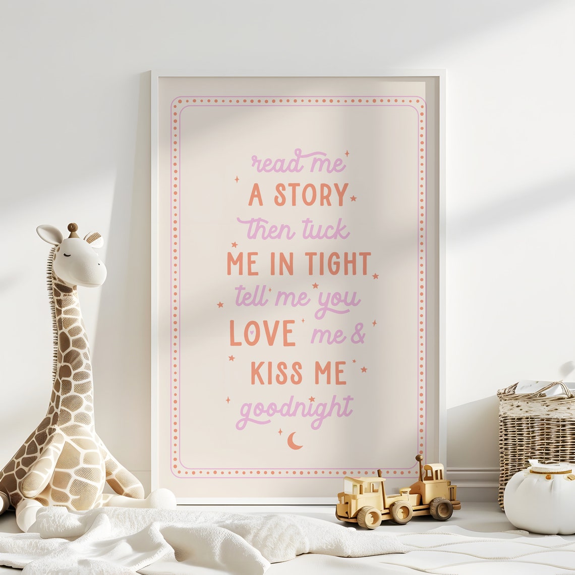 Baby Girl Nursery Wall Art Cute Goodnight Story Kids Room Poster Quote Nursery Decor Poem Baby Room Girl - Image 2