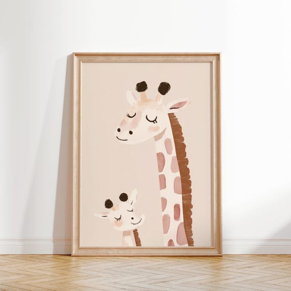 Pink Giraffe Wall Art Girls Room Decor Nursery Animal Print Playroom Decor Whimsical Giraffe Art Pink Girls Room Decor