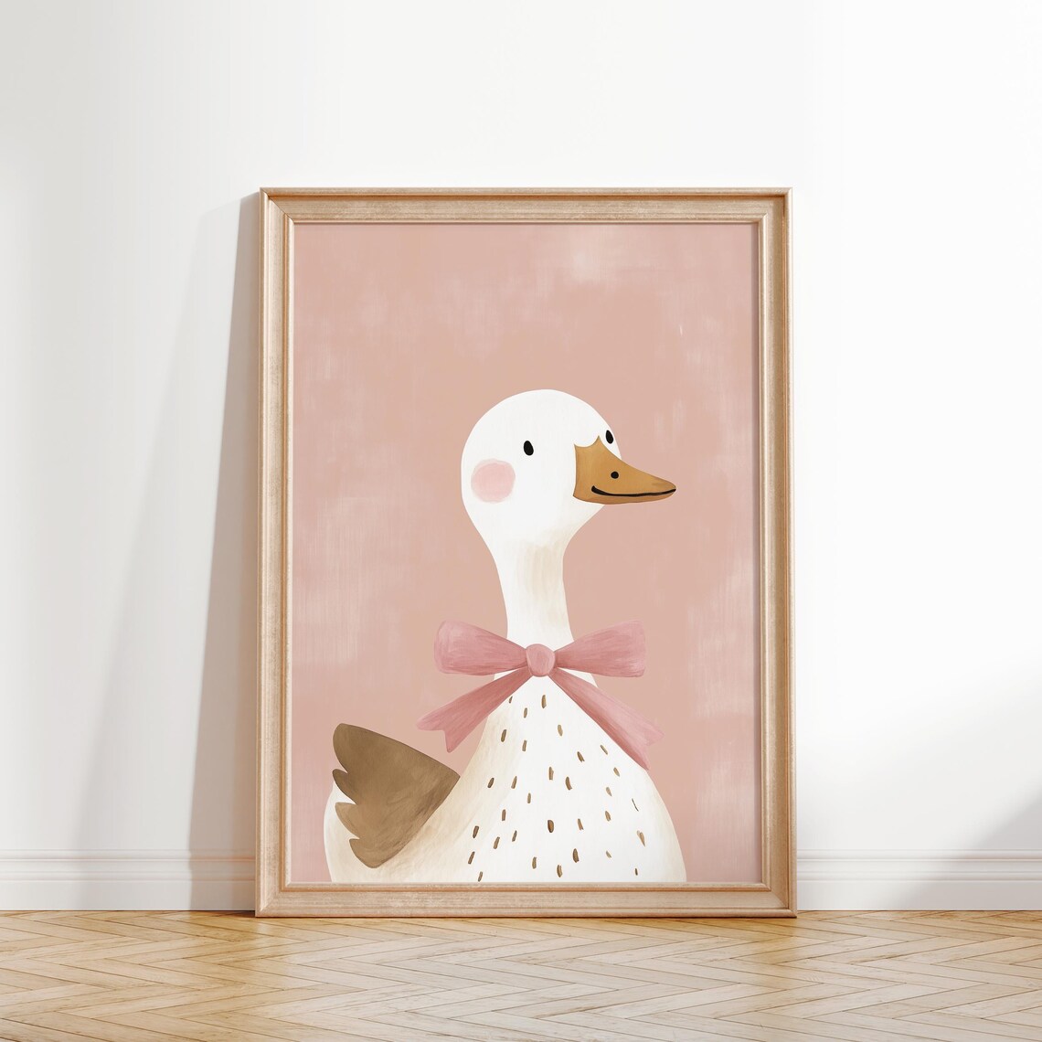 Pink Goose Wall Art Nursery Animal Print Girls Room Decor Whimsical Goose Print Playroom Poster Pink Girls Room Decor