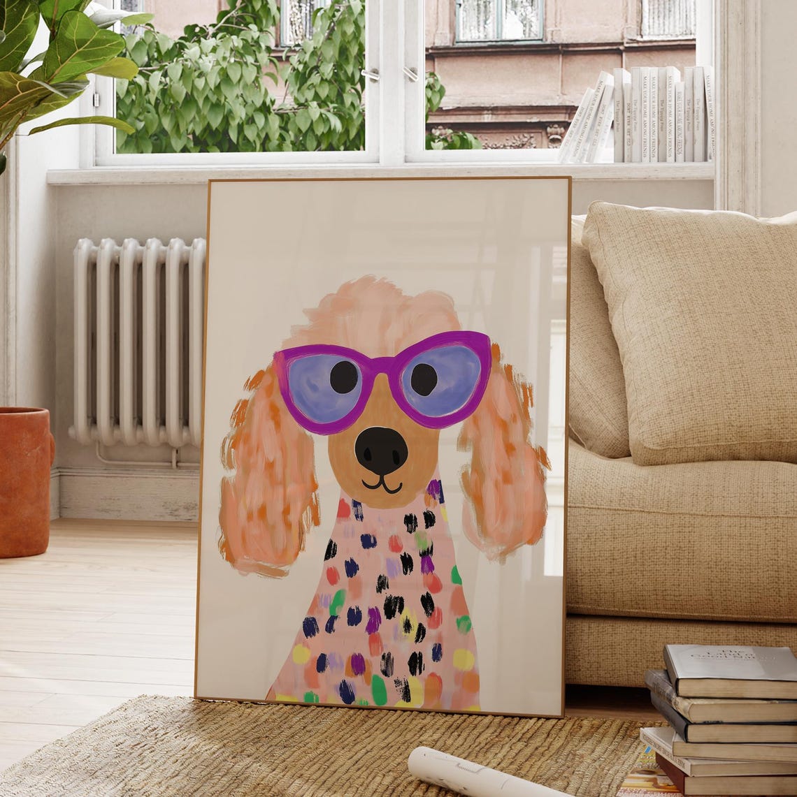 Cool Poodle With Purple Sunglasses Colorful Nursery Art Print - Image 4