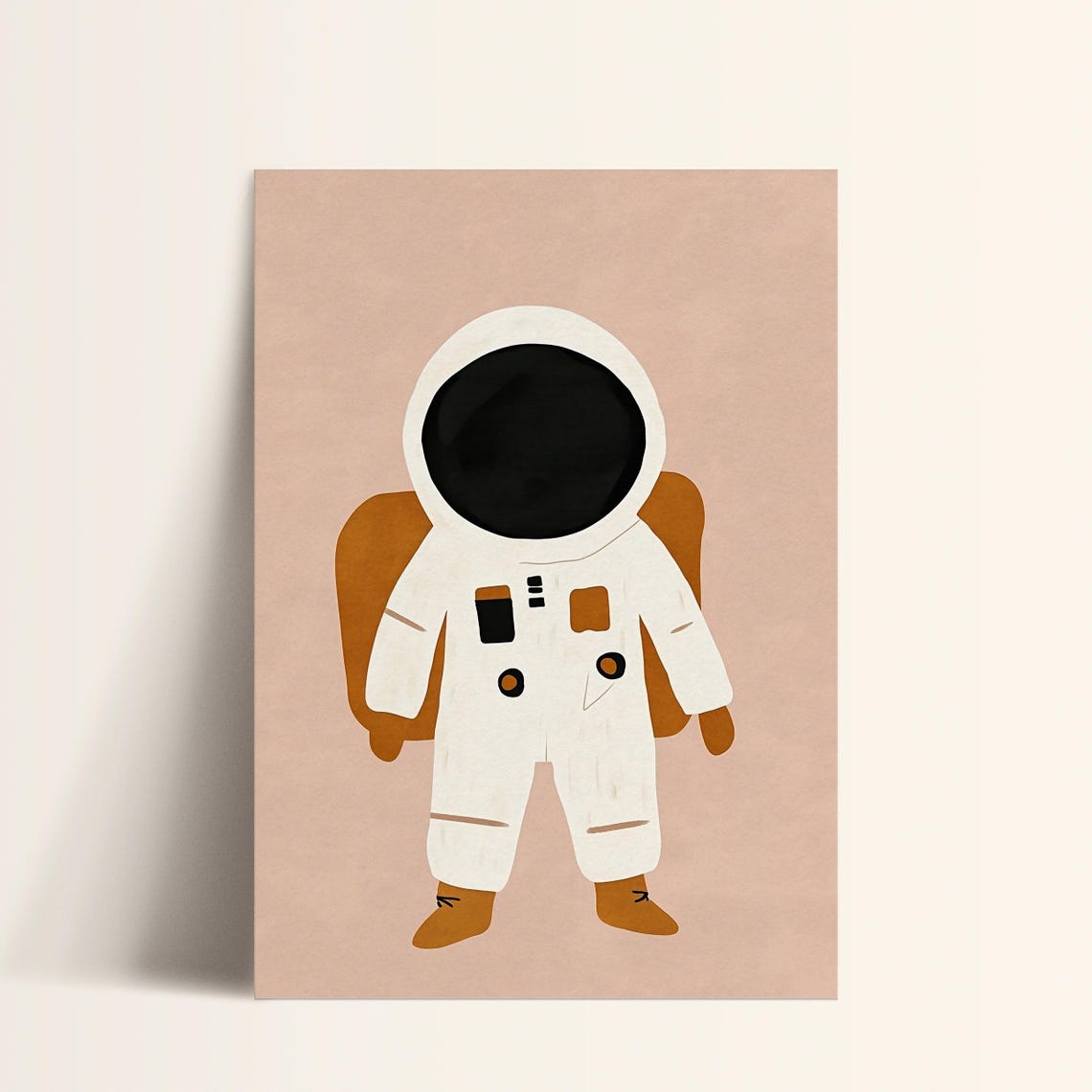Cute Astronaut White Suit Blush Modern Space Nursery Art Poster - Image 5