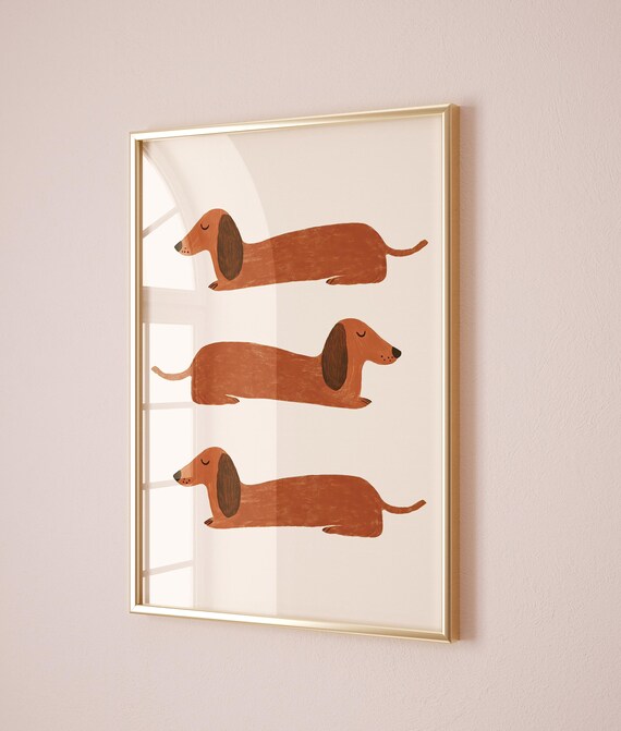 Dachshund Trio Sleepy Dogs Kids Room Animal Nursery Poster Decor
