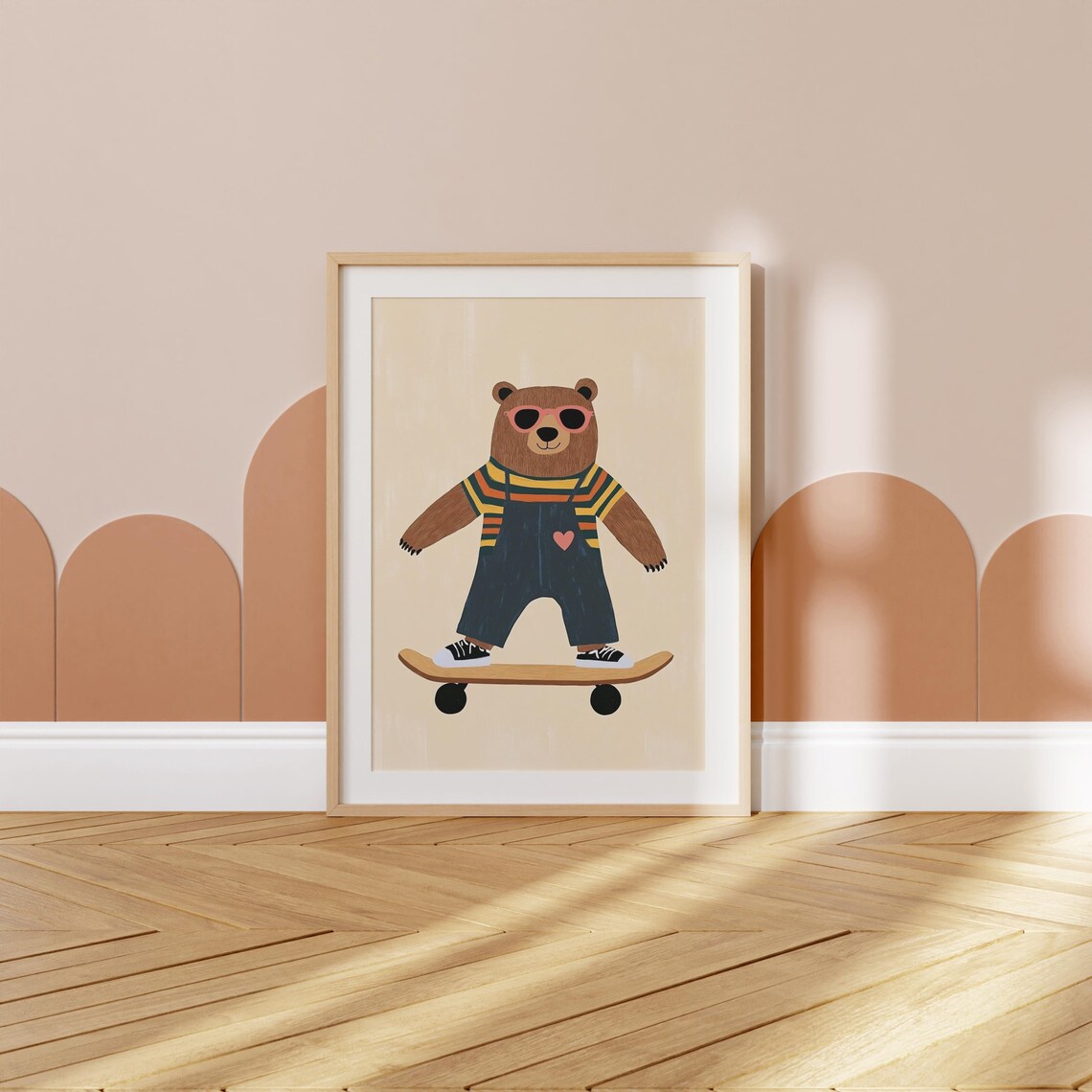 Cool Overalls Bear, Modern Nursery Decor - Image 3