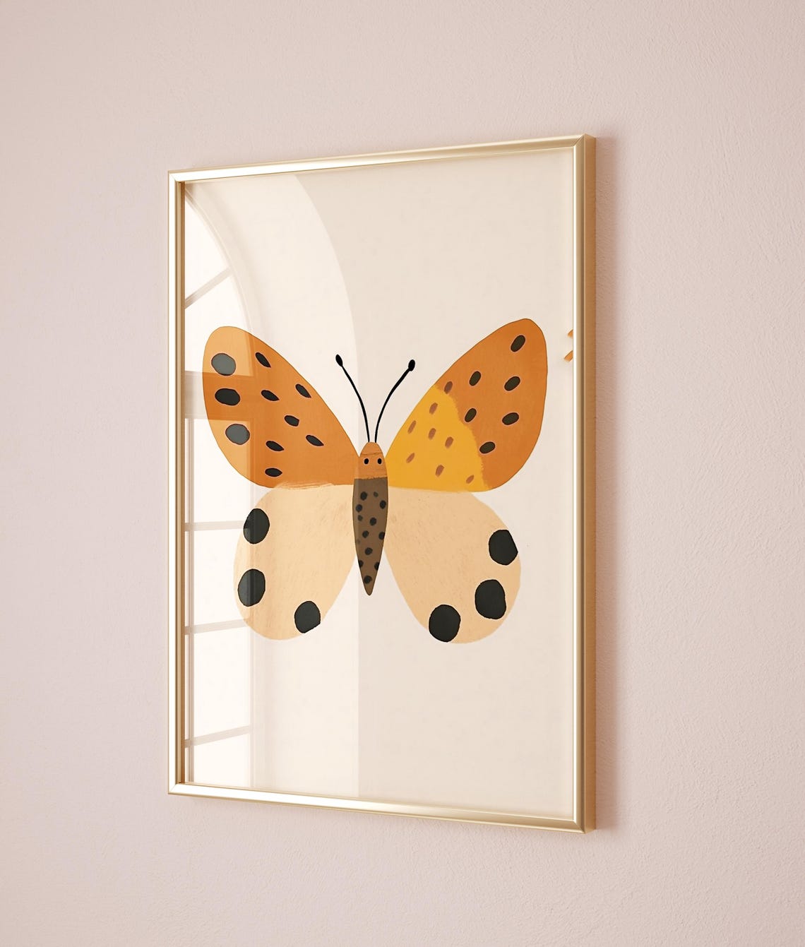 Spotted Butterfly Orange Cream Modern Nursery Kids Room Art Poster - Image 5