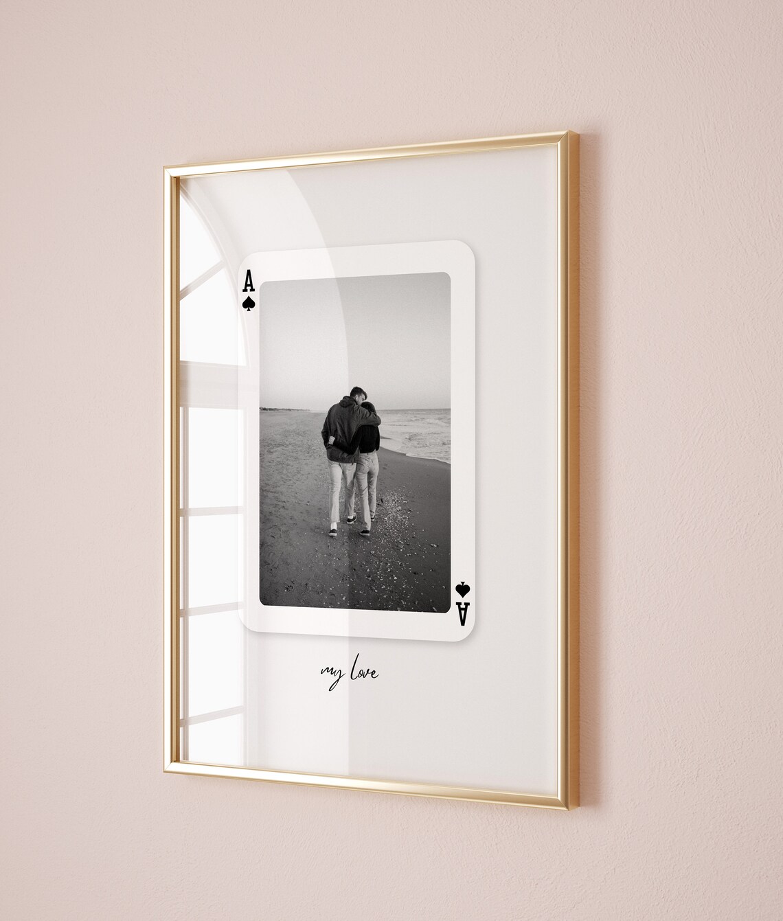 My Love Ace Of Spades Playing Card Couple Beach Photo Gift Poster