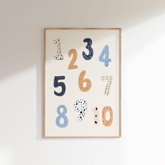 Numbers Poster Nursery Wall Art Playful Educational Print For Kids Room Modern Counting Decor Art Classroom