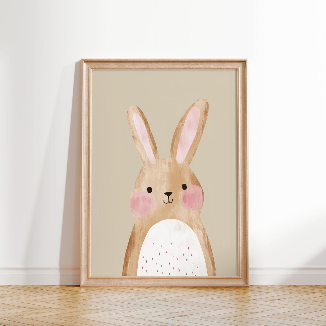 Bunny Wall Art Nursery Animal Print Kids Room Decor Woodland Animal Poster Baby Room Art Bunny Pink Girls Room Decor