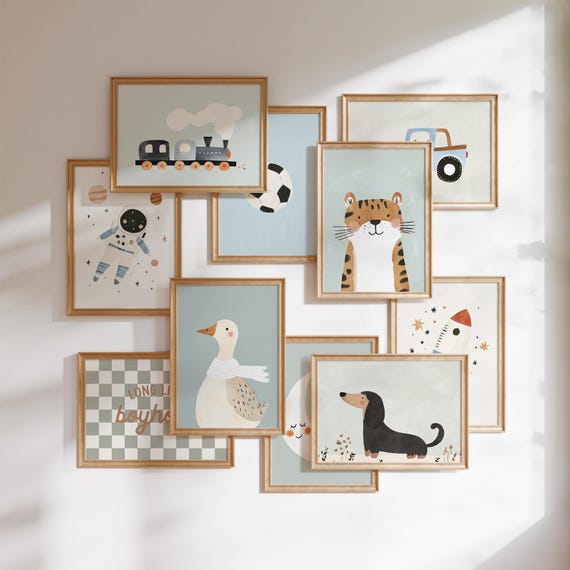 Boys Room Wall Art Bundle 100 Prints Boys Nursery Wall Decor Playroom Art Boys Room Art Vintage Themed Prints