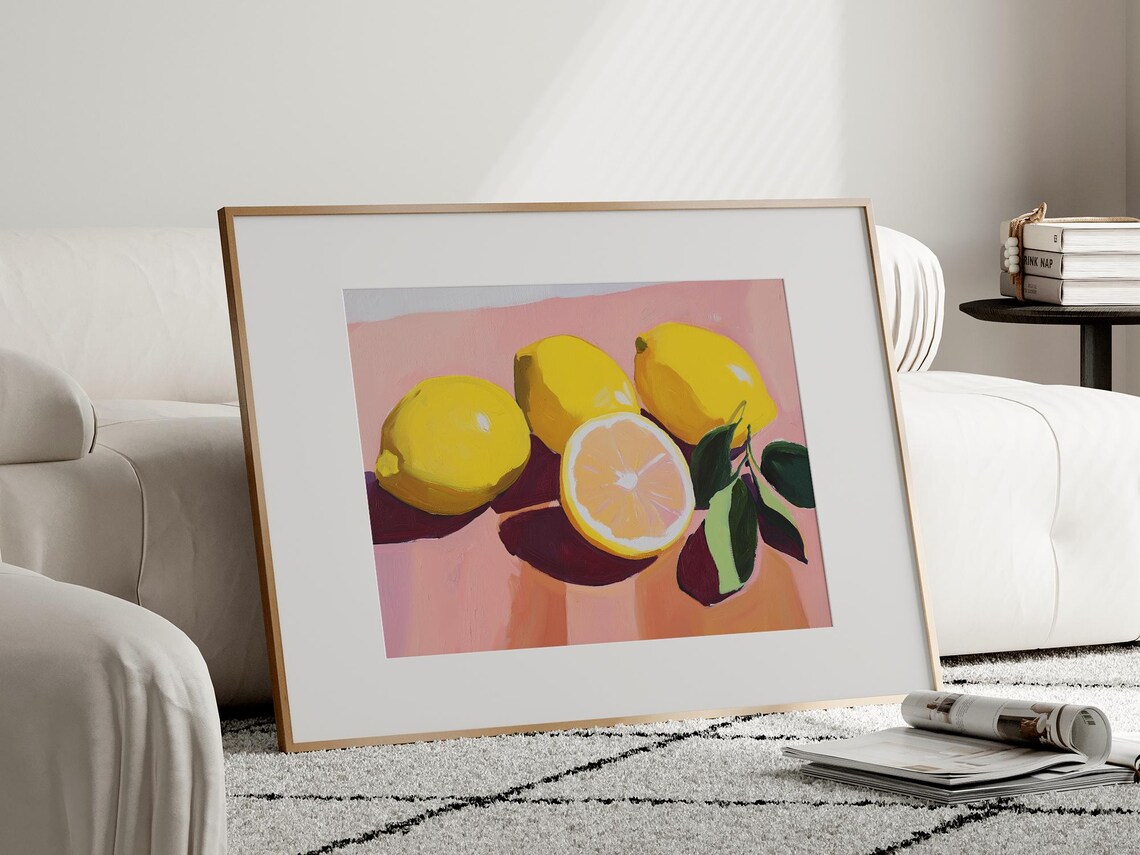 Lemon Kitchen Wall Art Maximalist Fruit Art Summer Eclectic Kitchen Decor Trendy Gallery Wall Art Citrus Print - Image 4