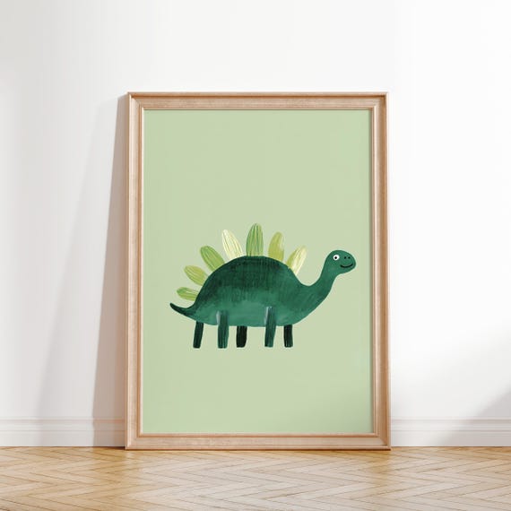 Green Stegosaurus Wall Art Dinosaur Nursery Decor Kids Room Art Playroom Dinosaur Print Gender Neutral Decor Preteen Dinosaur Poster