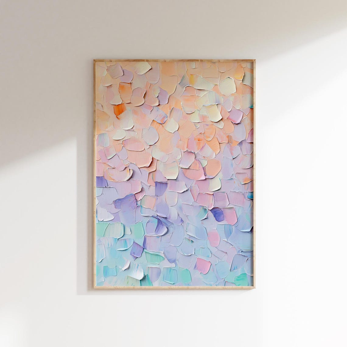 Peach Blush Lavender Mint Pastel Ombre Textured Abstract Poster