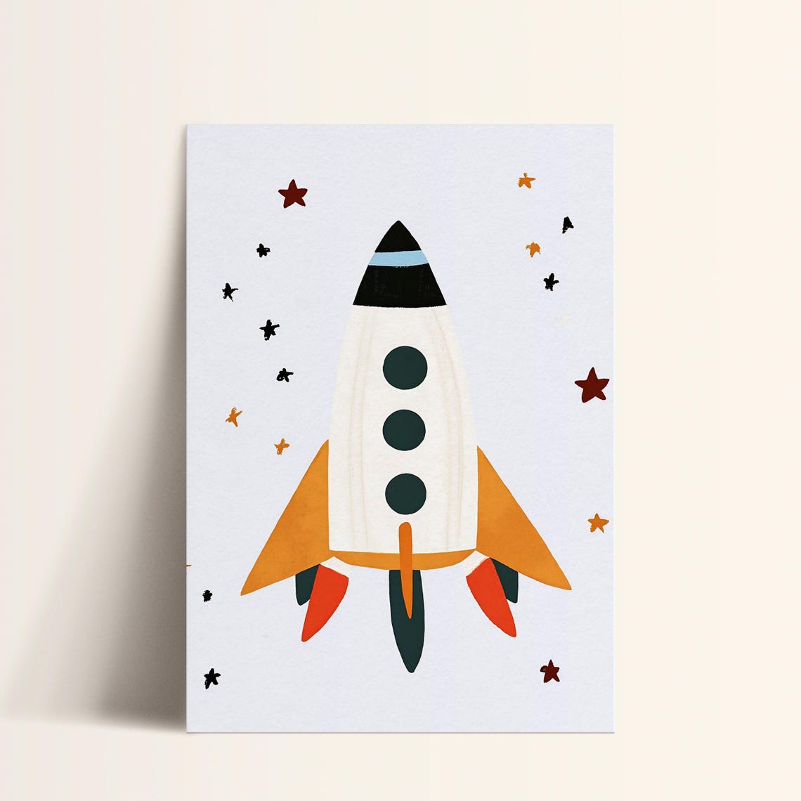 Colorful Rocket Print Space Nursery Art Kids Room Decor Modern Boys Wall Art Star Theme - Image 5