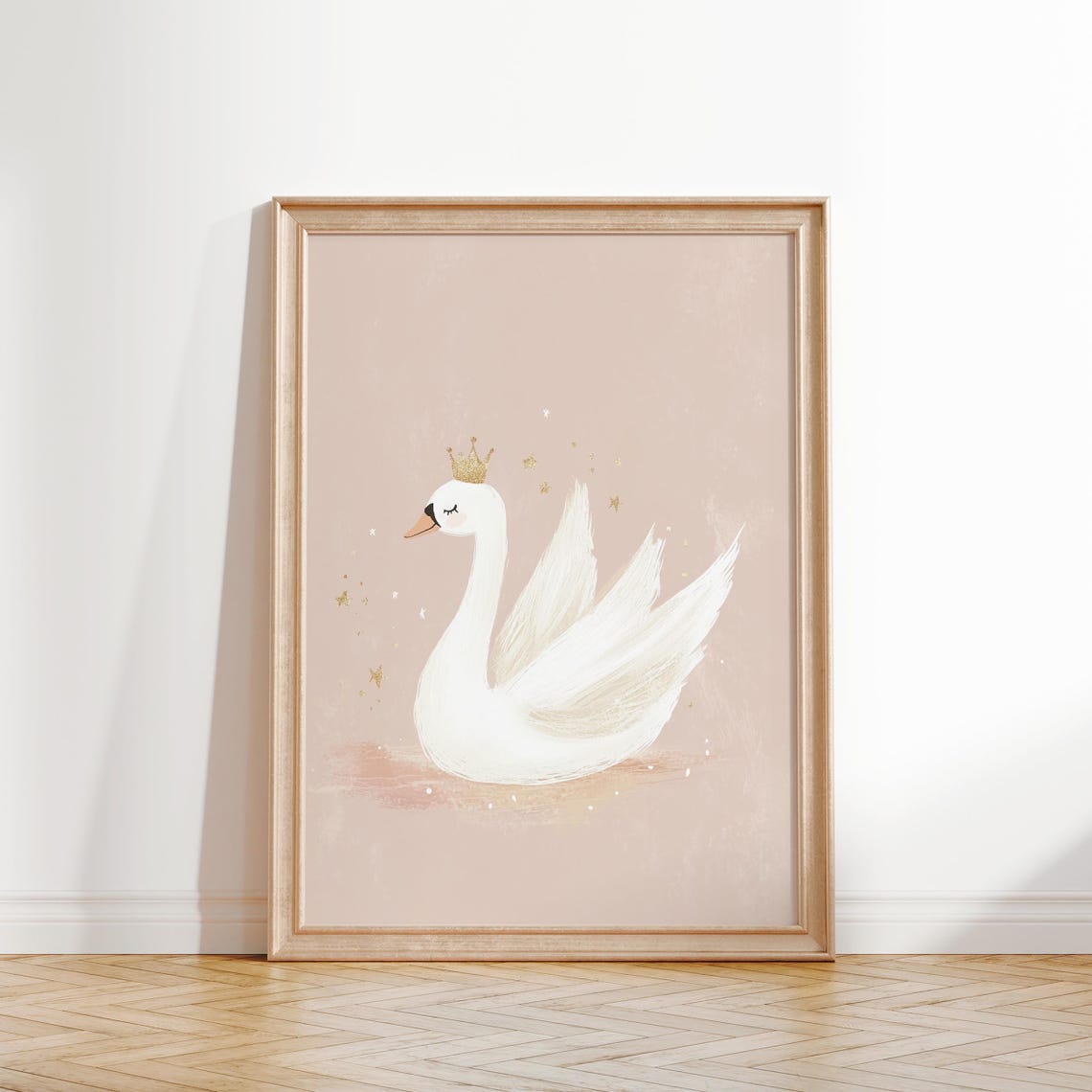 Elegant Swan Wall Art Pink Girls Room Decor Baby Nursery Print Princess Swan Poster Whimsical Animal Art Baby Girl Bedroom Wall Art