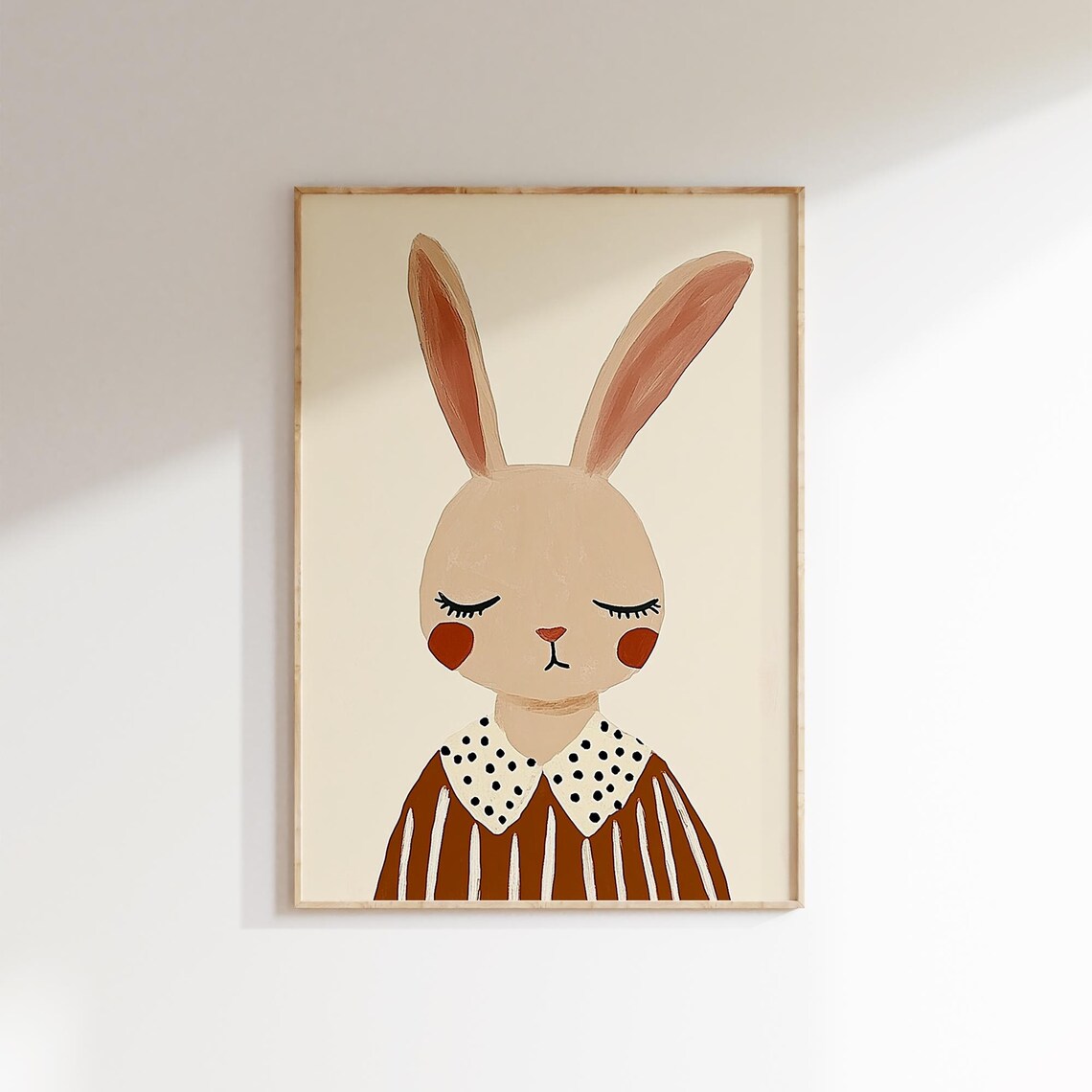 Neutral Bunny Portrait Minimalist Scandinavian Nursery Art Poster - Image 3