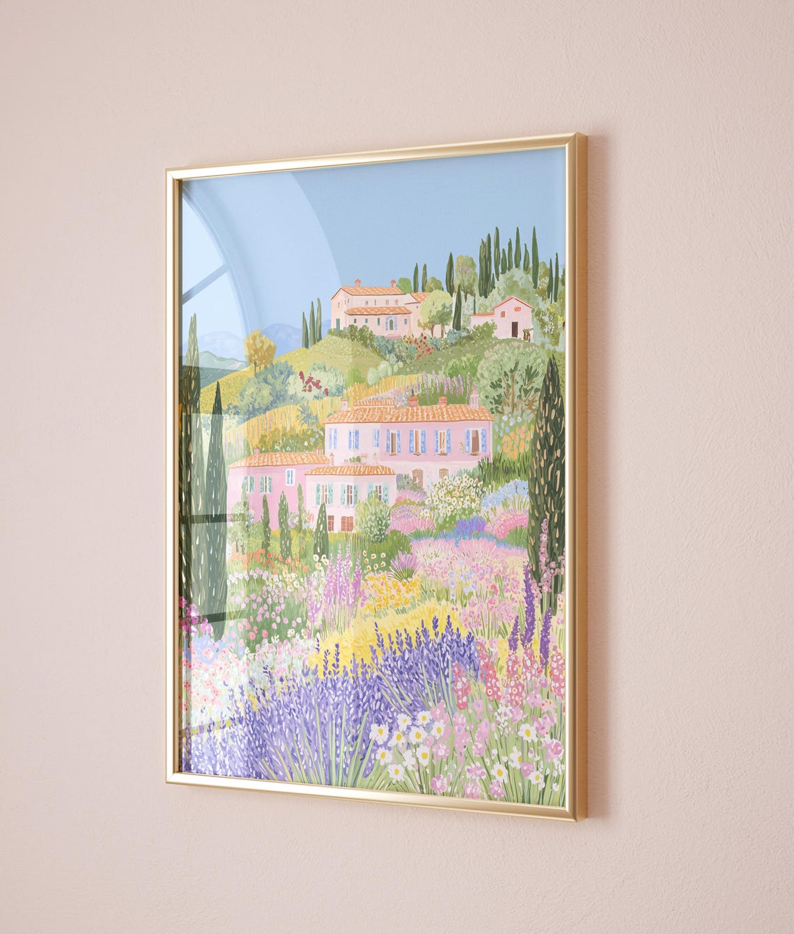 Provence Hillside Villas Lavender Wildflower Meadow Summer Poster - Image 3