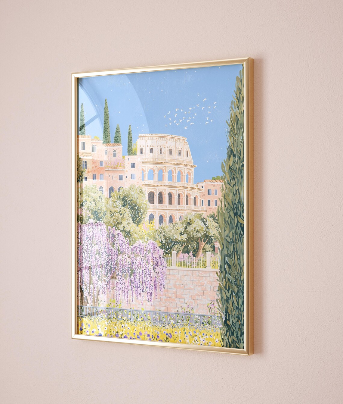 Rome Colosseum Spring Wisteria Wildflowers Italian Travel Poster - Image 3