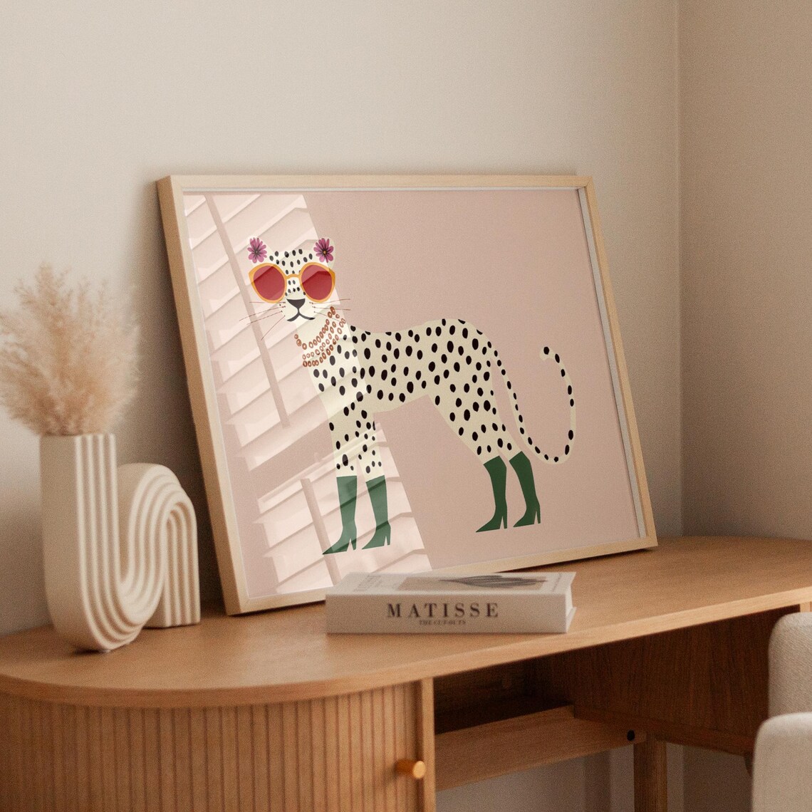 Fashion Leopard Print Red Sunglasses Green Boots Maximalist Kids Wall Poster - Image 5