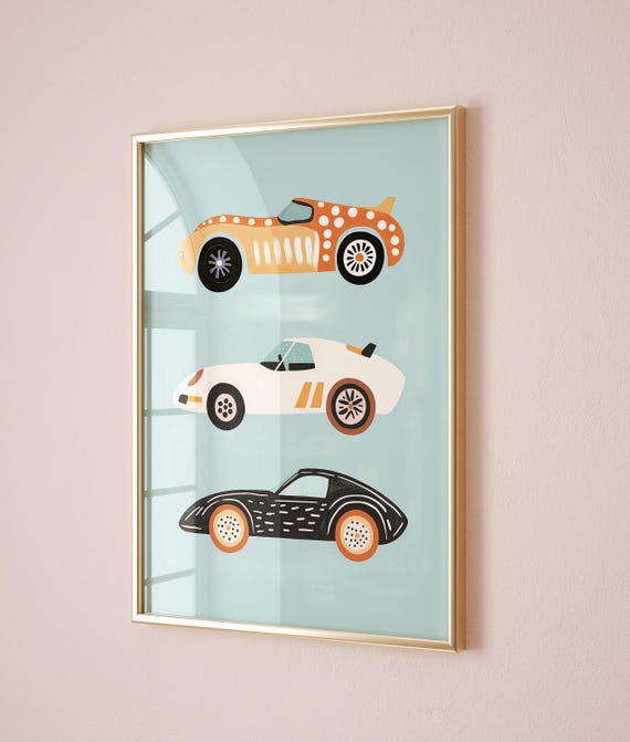 Race Car Wall Art Kids Room Car Print Playroom Car Poster Boys Room Decor Gender Neutral Nursery Art Toddler Room Race Car Poster