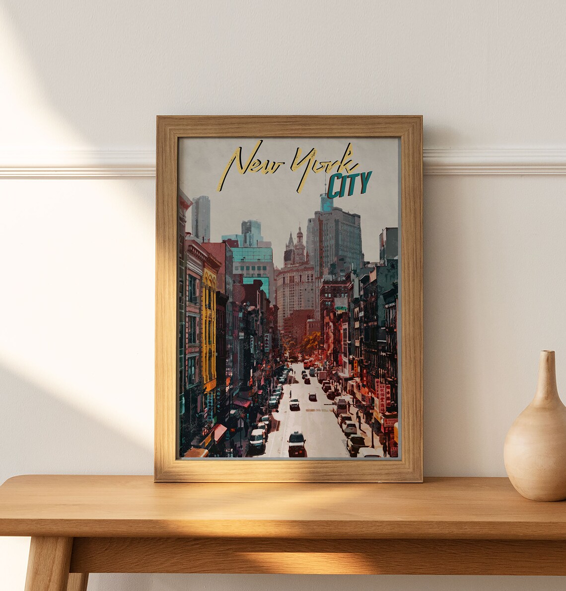 New York City Street Illustration Urban Vintage Art Style Poster - Image 2