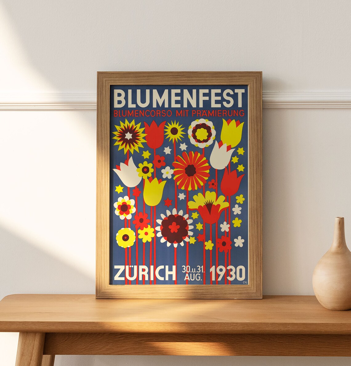 Blumenfest Zurich 1930 Flower Festival Vintage Swiss Art Poster - Image 2