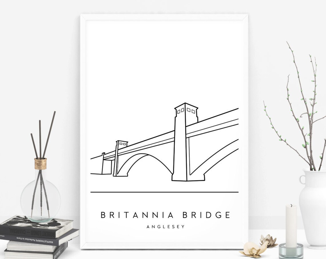 Britannia Bridge, Anglesey Wales Travel Poster - Image 3