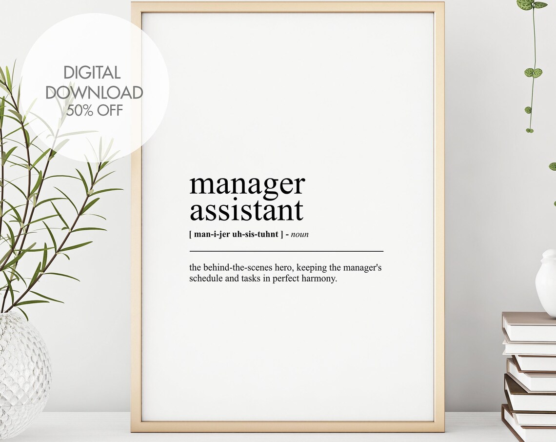 Manager Assistant Definition Print Manager Assistan Funny Print Gift For Assistant Definition Print Fun Print Instant