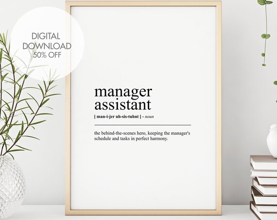 Manager Assistant Definition Print Manager Assistan Funny Print Gift For Assistant Definition Print Fun Print Instant