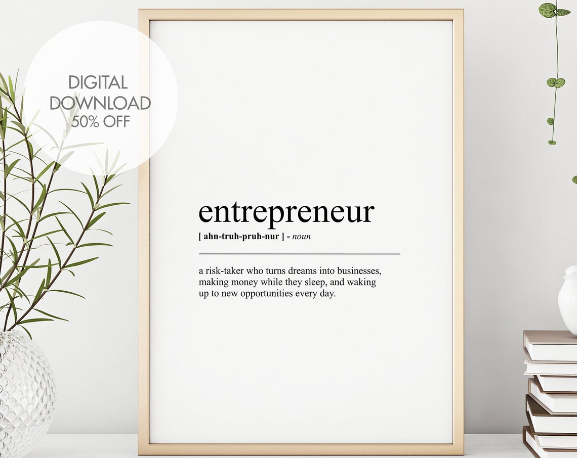 Entrepreneur Funny Definition Poster Gift For Business Owner Decor