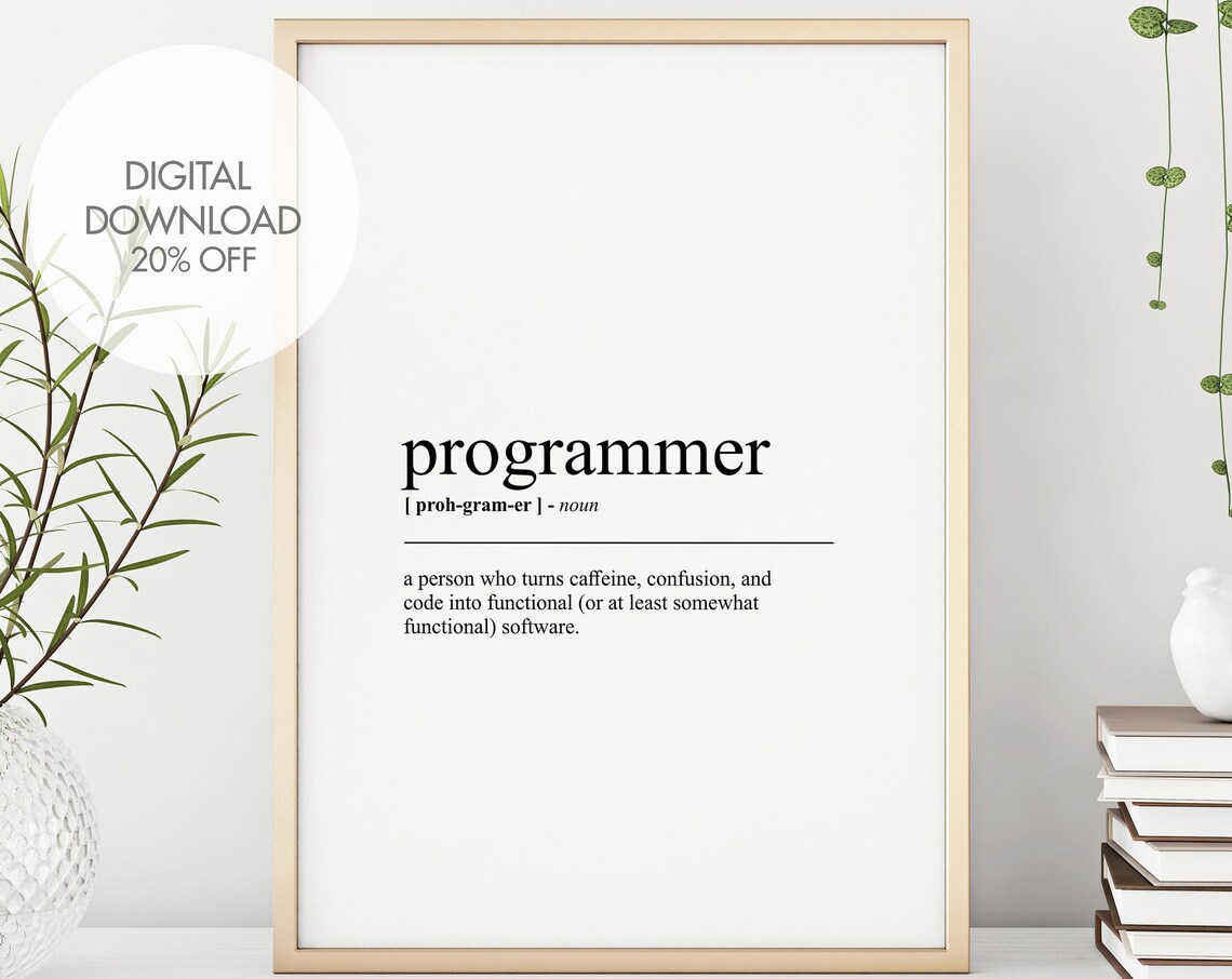 Programmer Definition Print Programmer Dictionary Art Funny Prints Minimalistic Wall Decor Dictionary Prints Instant