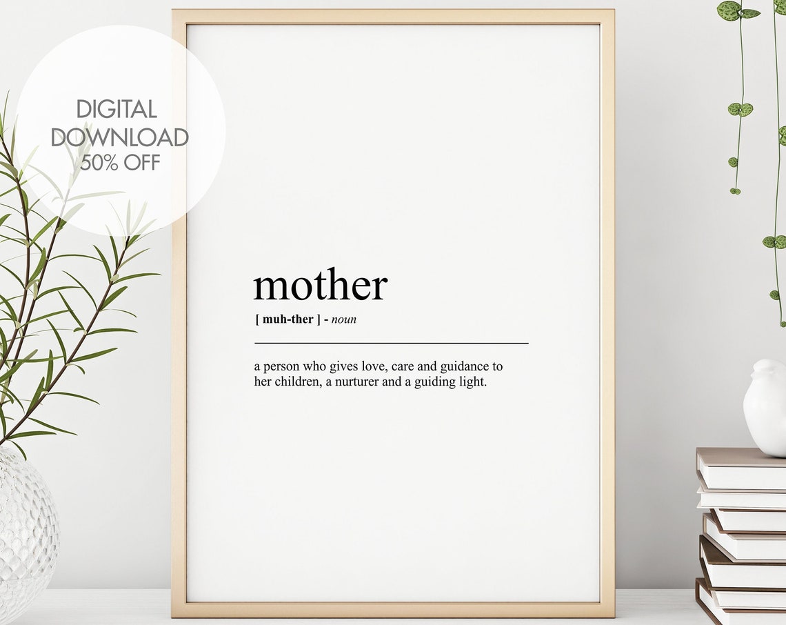 Mother Definition Dictionary Typography Heartfelt Gift Poster Decor