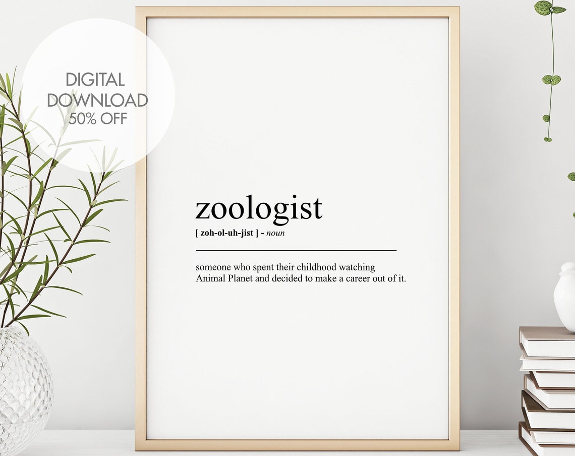 Zoologist Definition Dictionary Typography Animal Lover Gift Poster