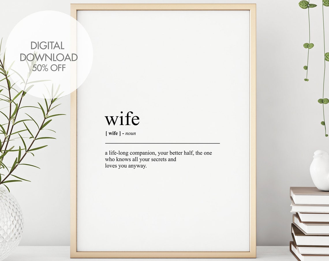 Wife Funny Definition Dictionary Art Anniversary Gift For Her Poster