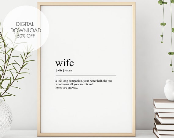 Wife Funny Definition Dictionary Art Anniversary Gift For Her Poster