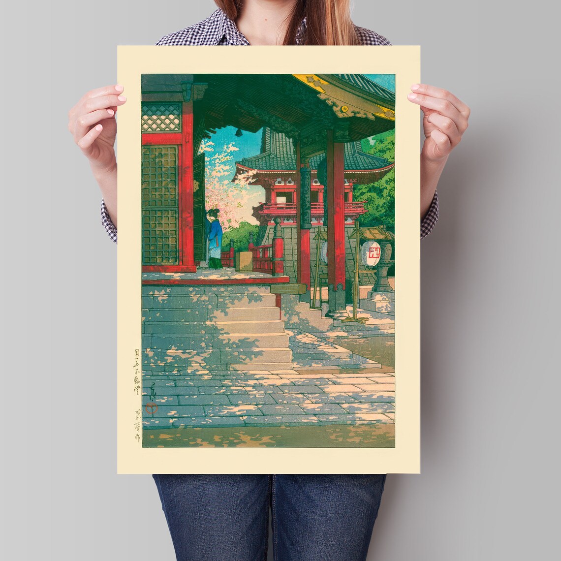 Kawase Hasui Meguro Fudo Temple Spring Courtyard Vintage Woodblock Poster - Image 4