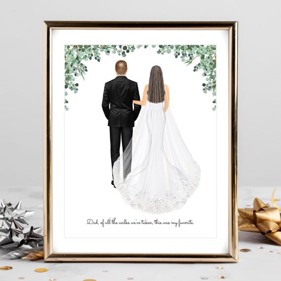 Bride and Father Walking Eucalyptus Wedding Sentiment Custom Poster