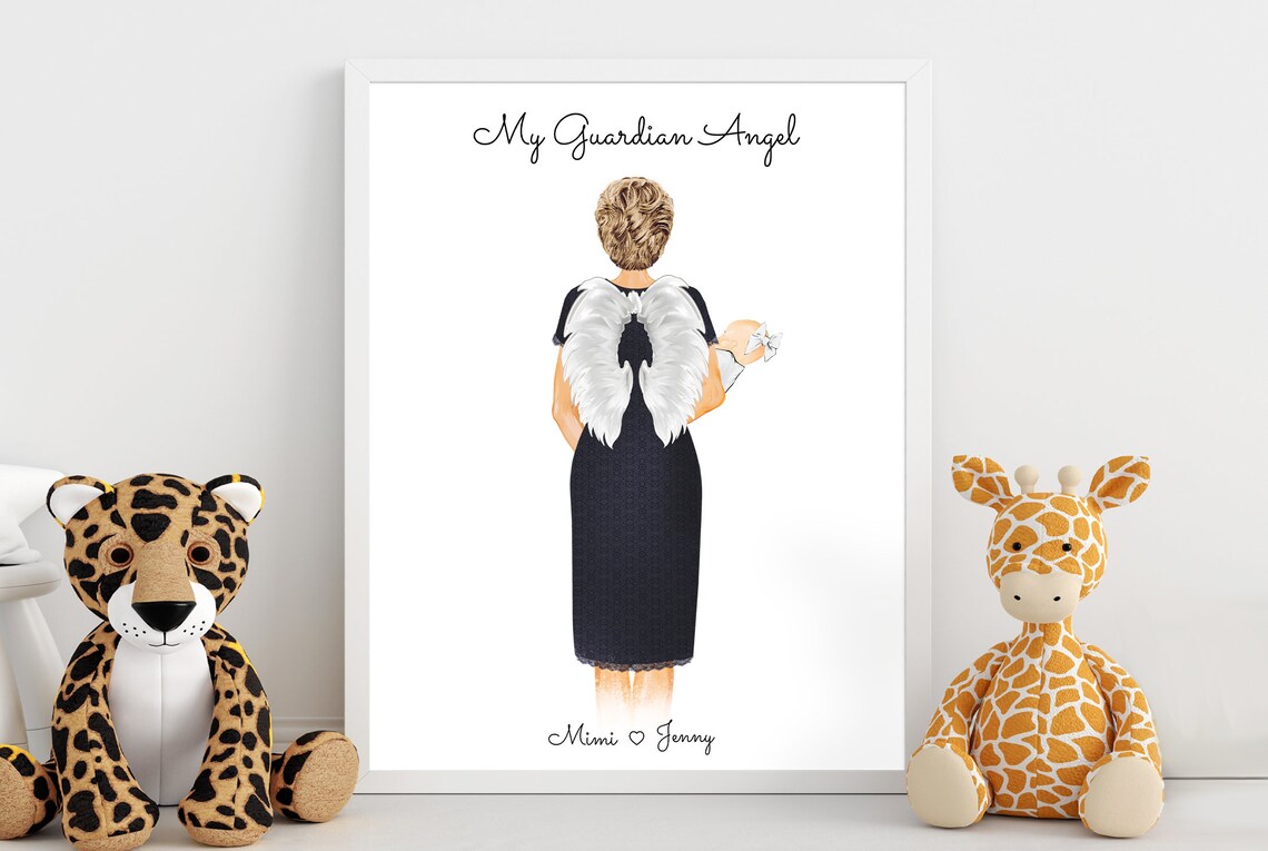 My Guardian Angel Grandmother Holding Baby Custom Portrait Poster - Image 2